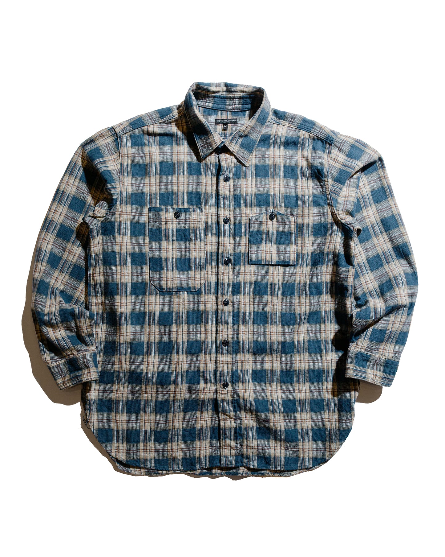 Engineered Garments Work Shirt Navy Cotton Plaid Jacquard