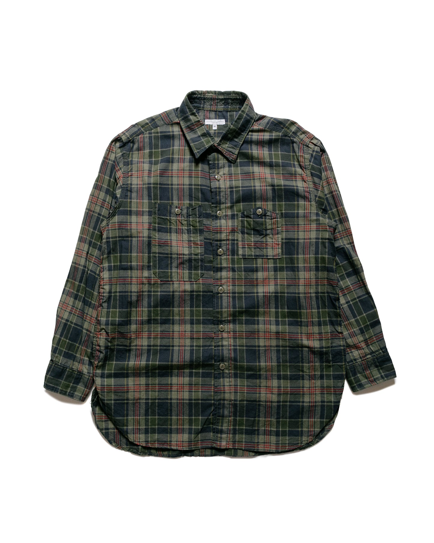 Engineered Garments Work Shirt Olive Cotton Dark Madras