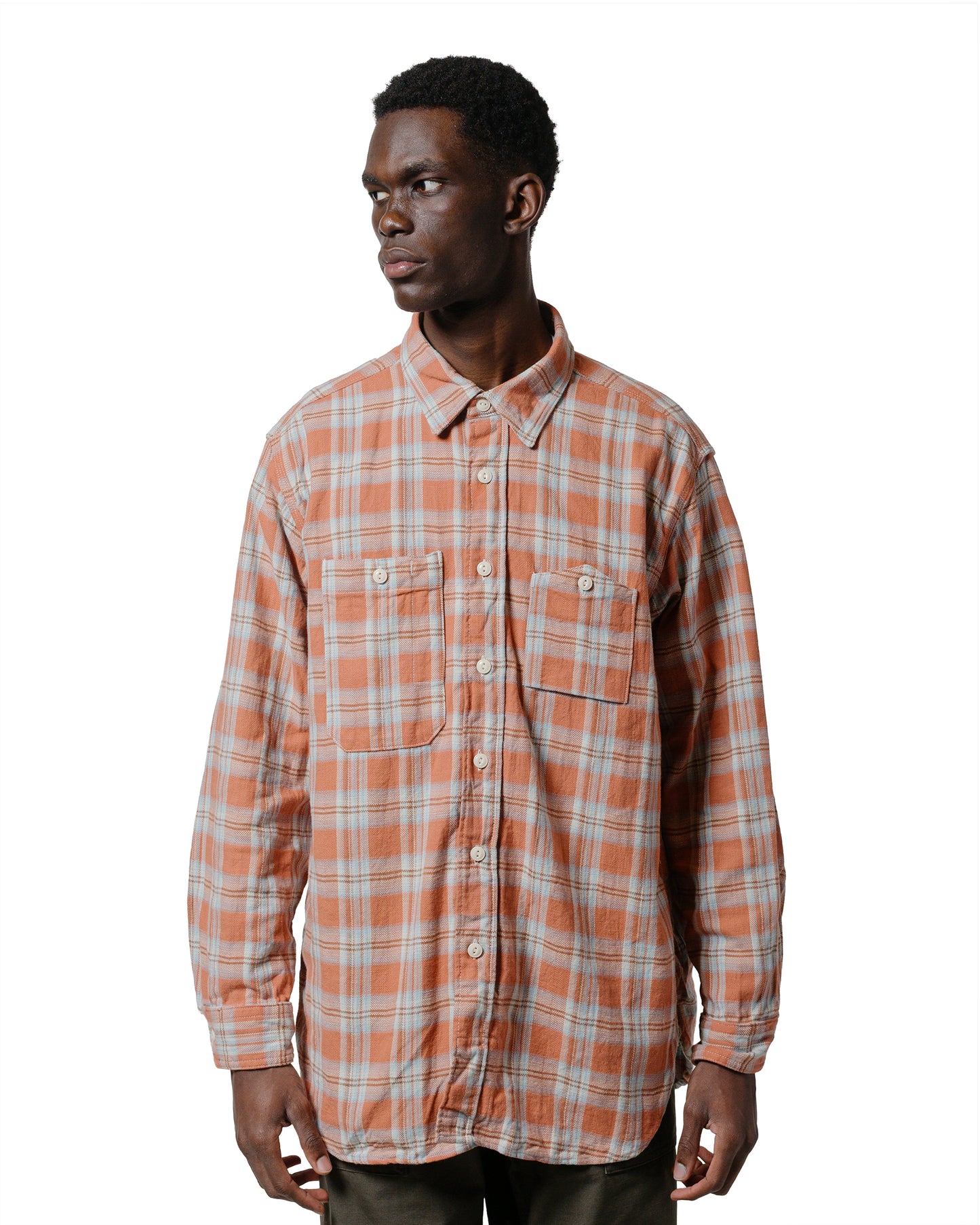 Engineered Garments Work Shirt Pink Cotton Plaid Jacquard