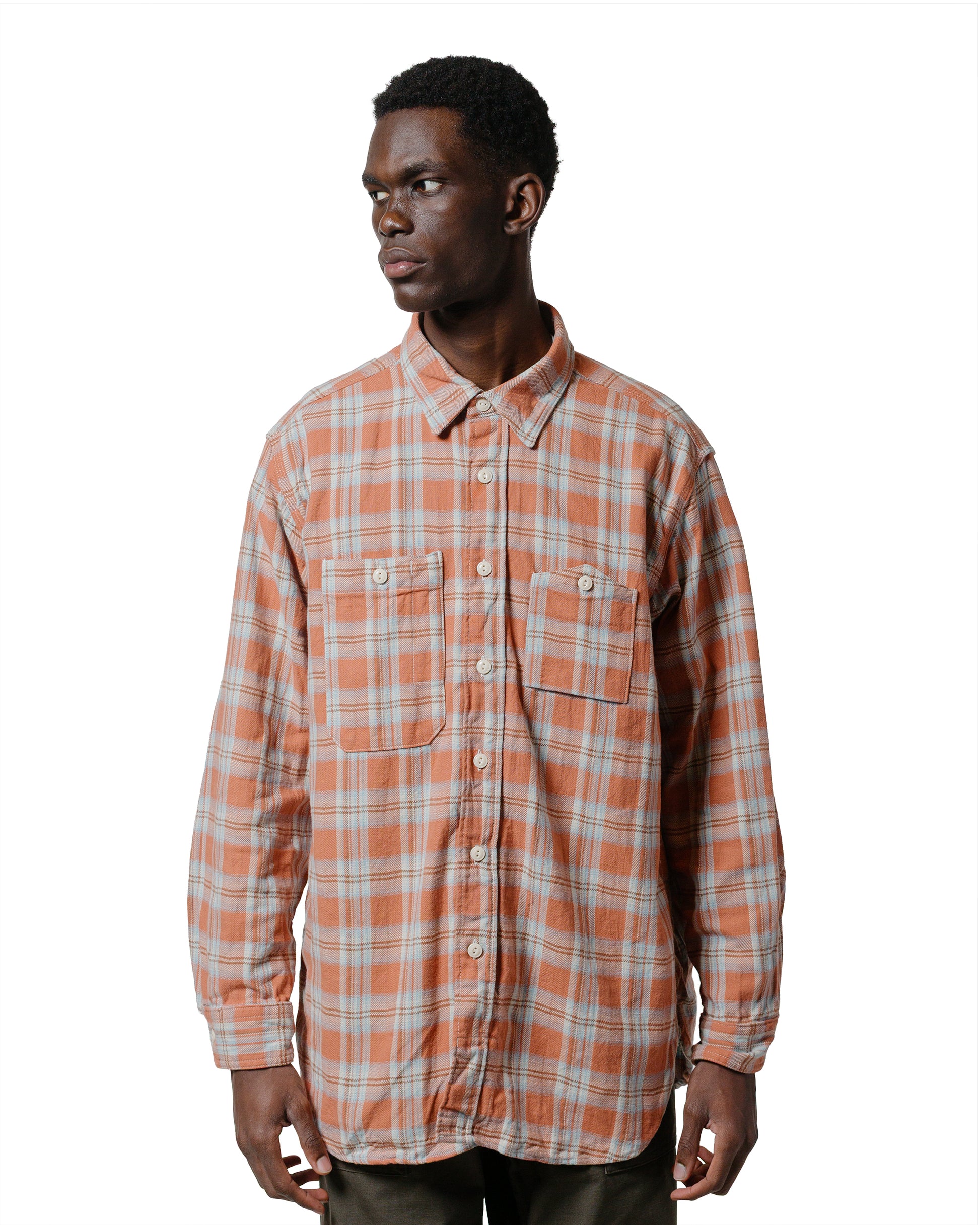 Engineered Garments Work Shirt Pink Cotton Plaid Jacquard