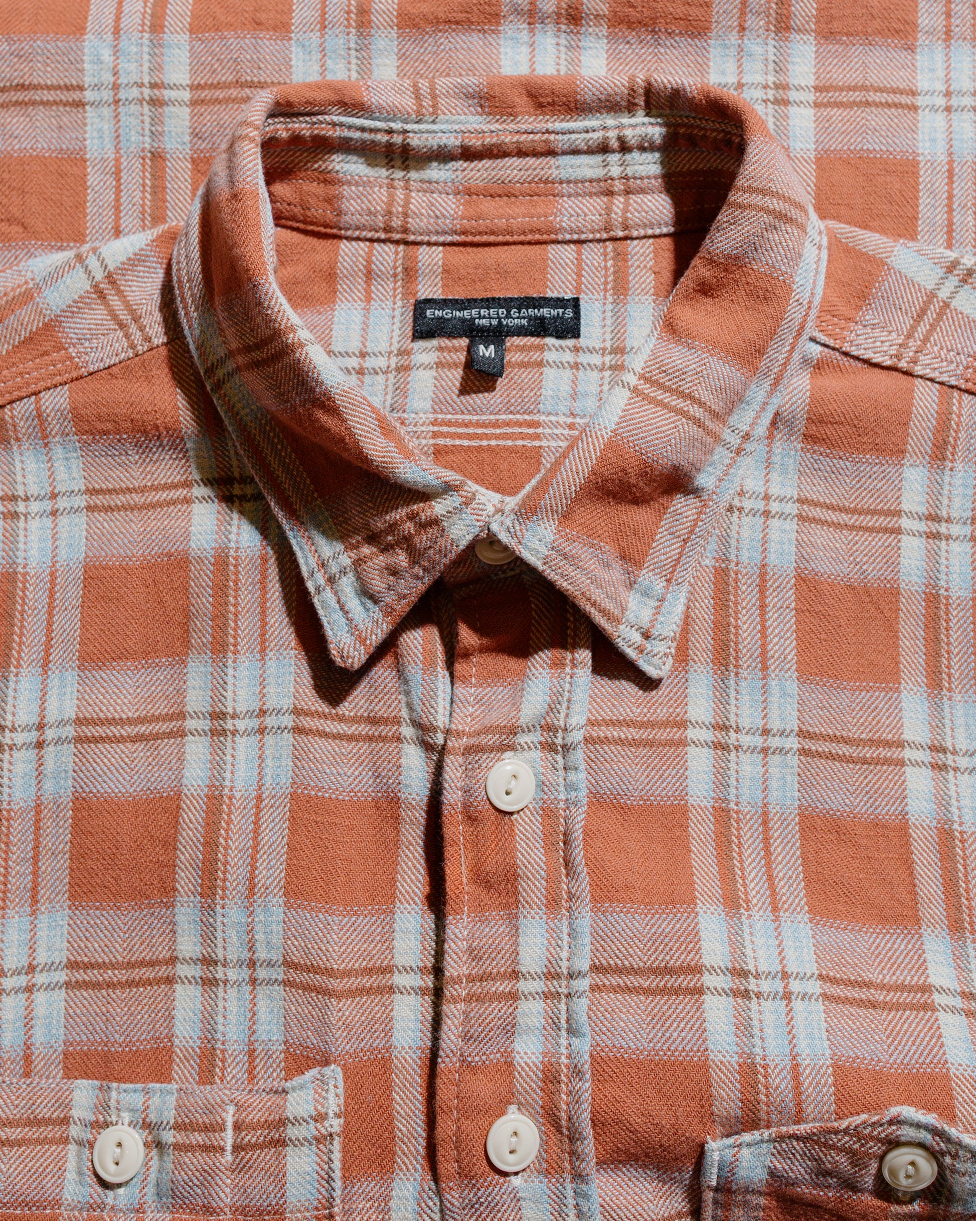 Engineered Garments Work Shirt Pink Cotton Plaid Jacquard
