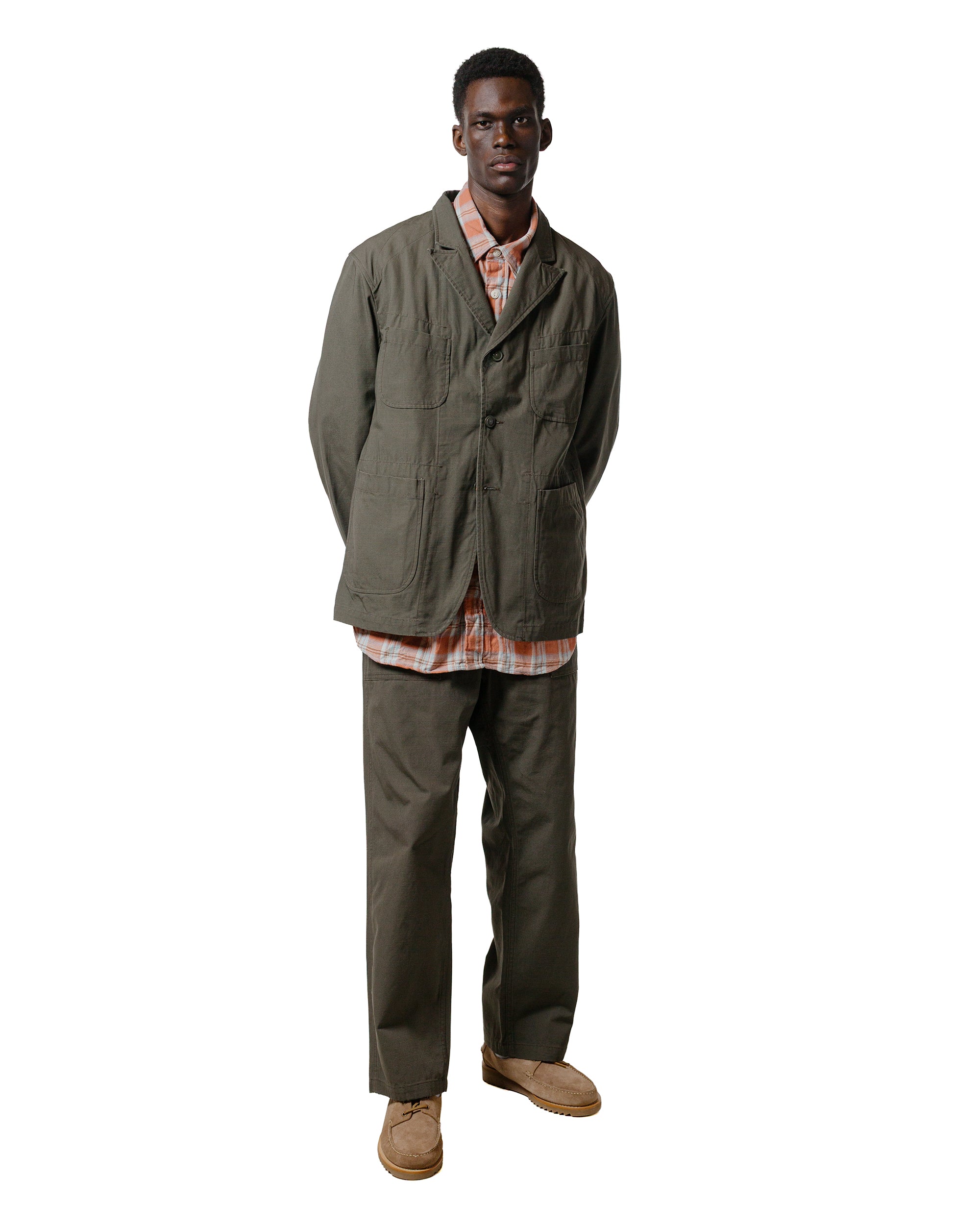 Engineered Garments Work Shirt Pink Cotton Plaid Jacquard