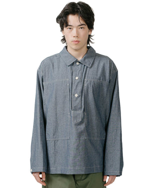 Engineered Garments Workaday Army Pop Over Shirt Indigo 4.5oz Cotton Chambray model front