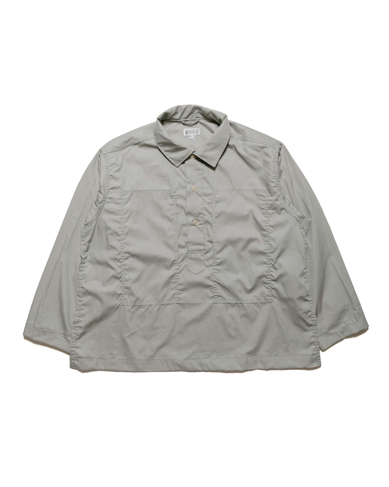 Engineered Garments Workaday Army Pop Over Shirt Light Grey Superfine Poplin