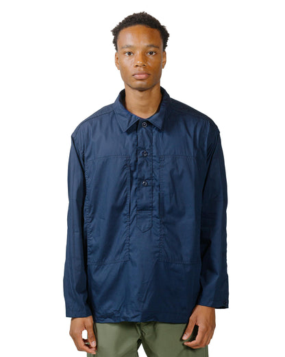 Engineered Garments Workaday Army Pop Over Shirt Navy Superfine Poplin model front