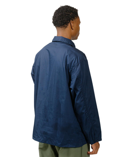 Engineered Garments Workaday Army Pop Over Shirt Navy Superfine Poplin model back