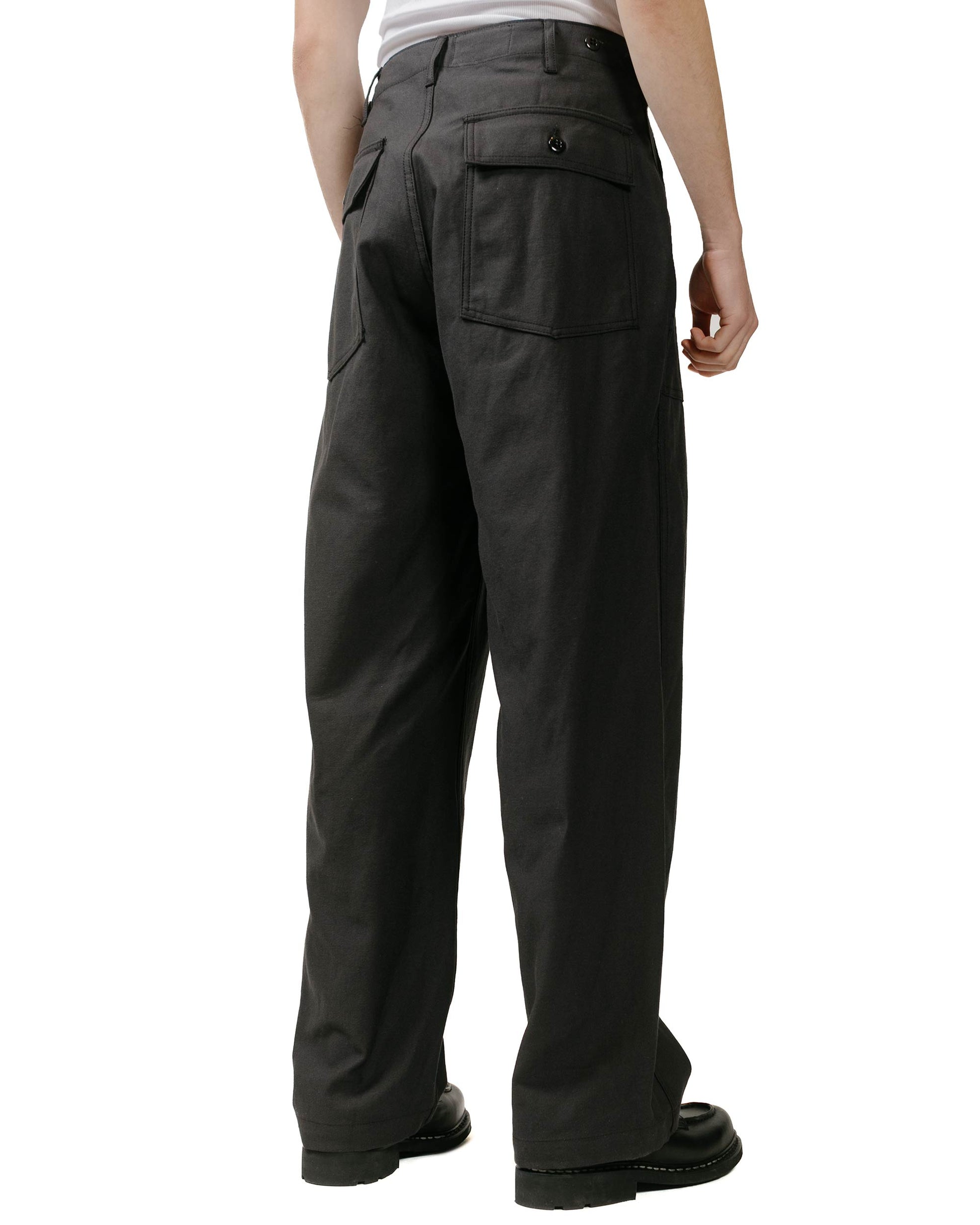 Engineered Garments Workaday Fatigue Pant Black Cotton Reverse Sateen model back