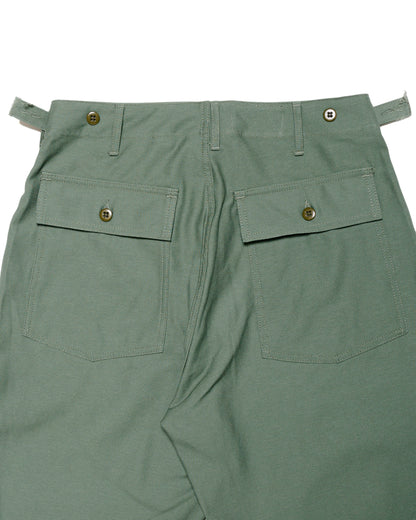 Engineered Garments Workaday Fatigue Pant Olive Cotton Reverse Sateen back close