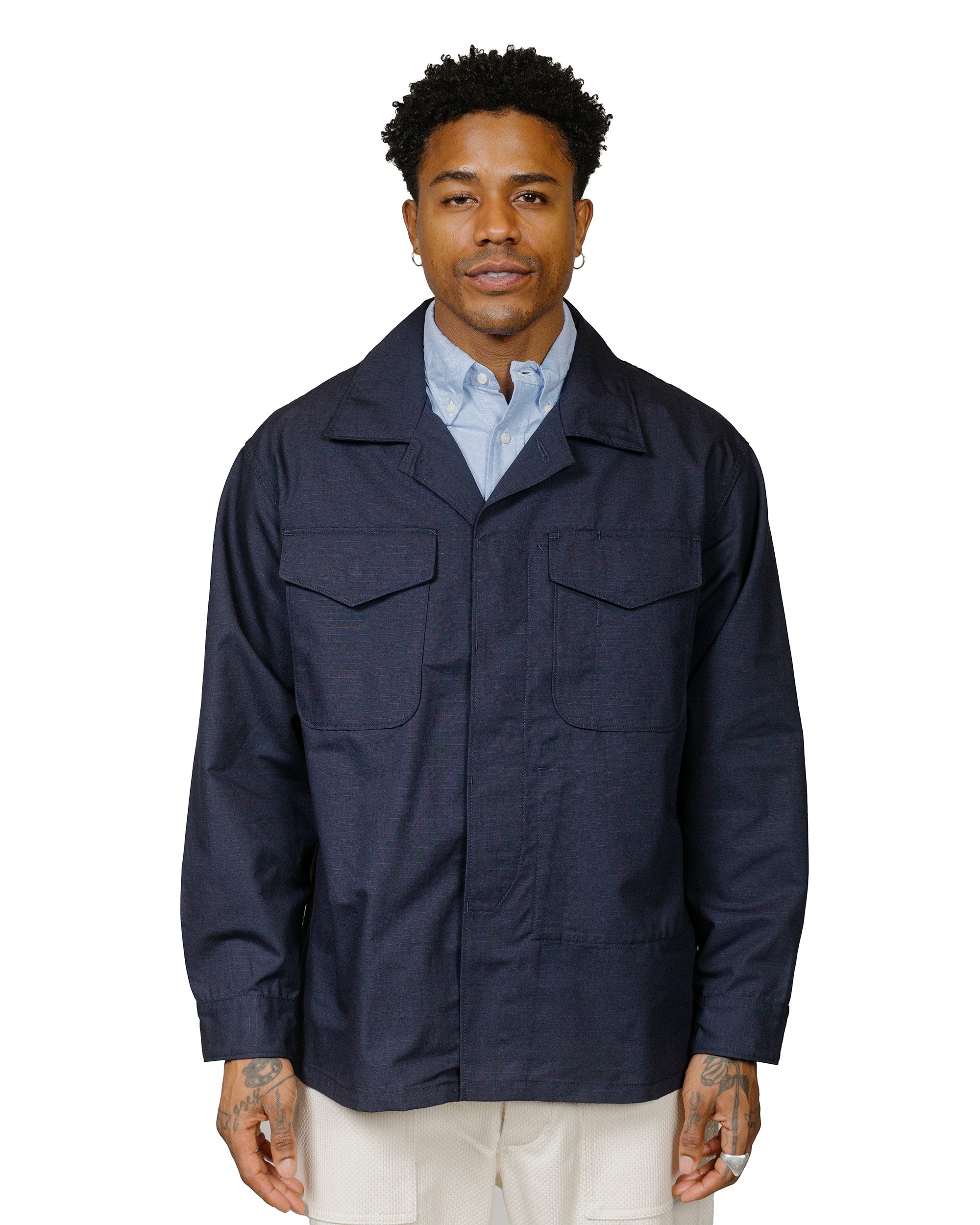 Engineered Garments Workaday MC Shirt Jacket Dark Navy Cotton Ripstop