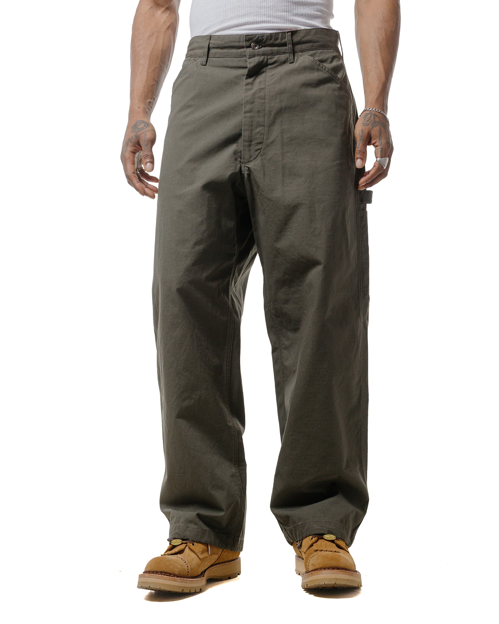 Engineered Garments Workaday Painter Pant Olive Heavyweight Cotton Rip