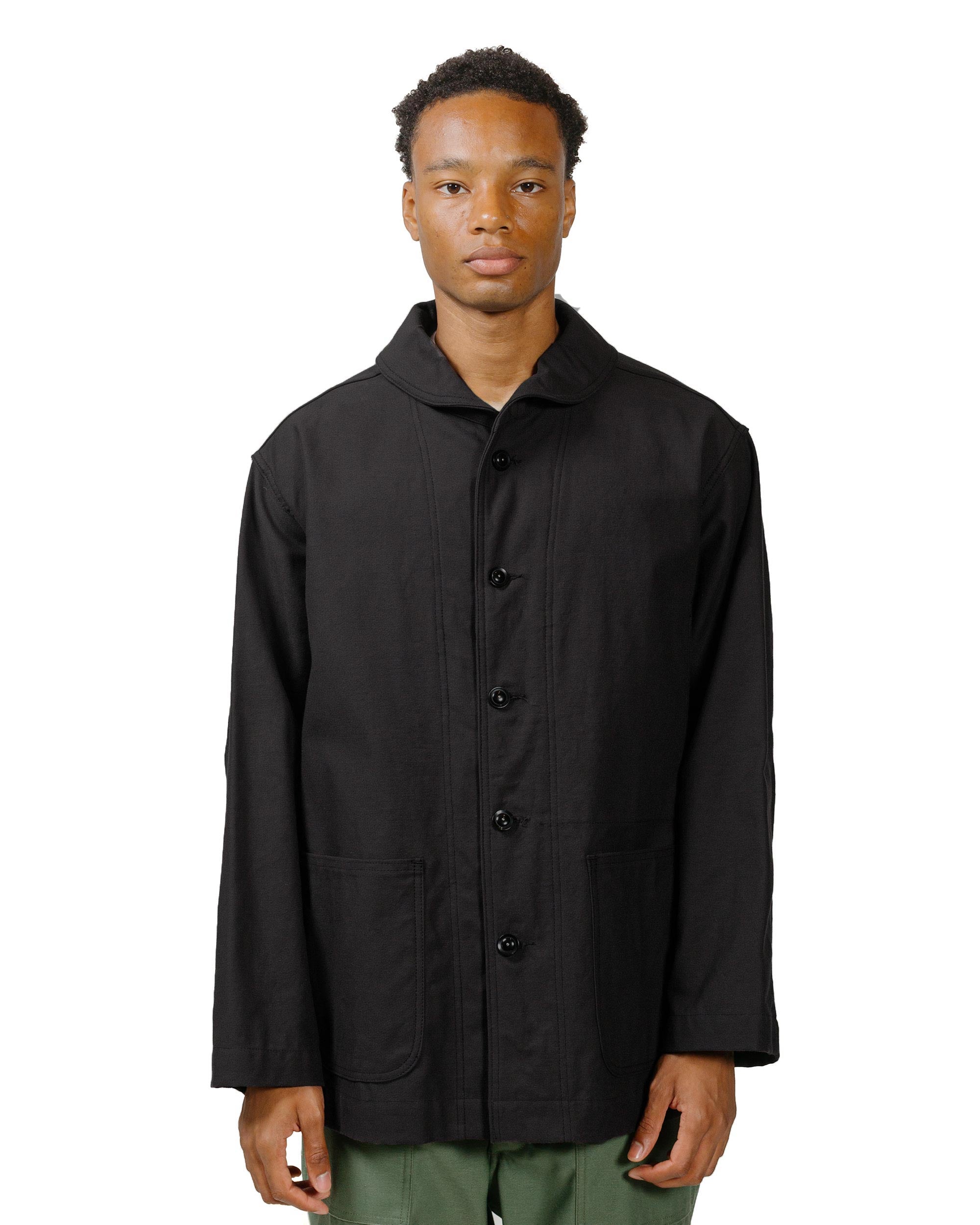 Engineered Garments Workaday Shawl Collar Jacket Black Cotton Reverse Sateen