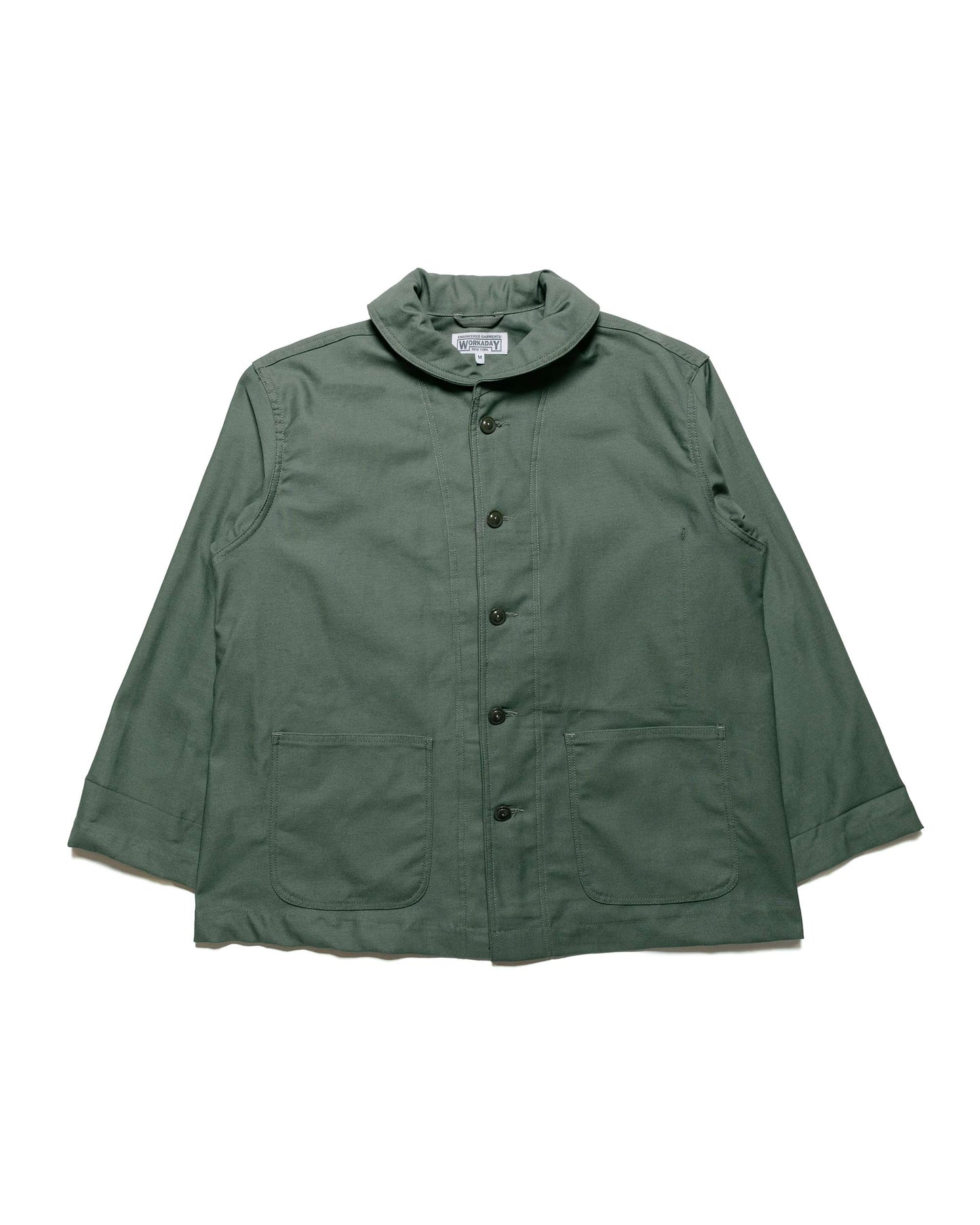 Engineered Garments Workaday Shawl Collar Jacket Olive Cotton Reverse Sateen