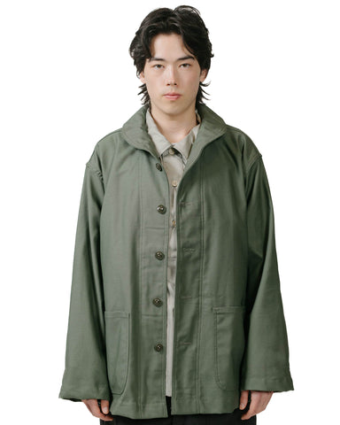 Engineered Garments Workaday Shawl Collar Jacket Olive Cotton Reverse Sateen