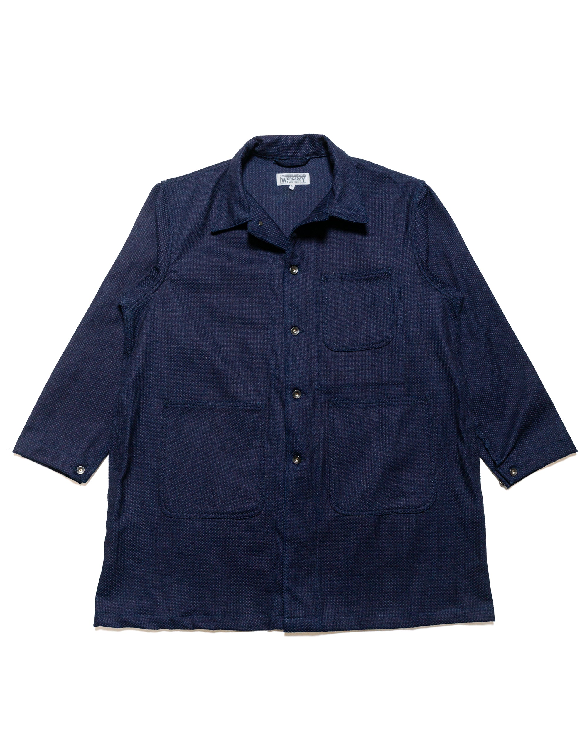 Engineered Garments Workaday Shop Coat Dark Navy Cotton Heavy Basketweave