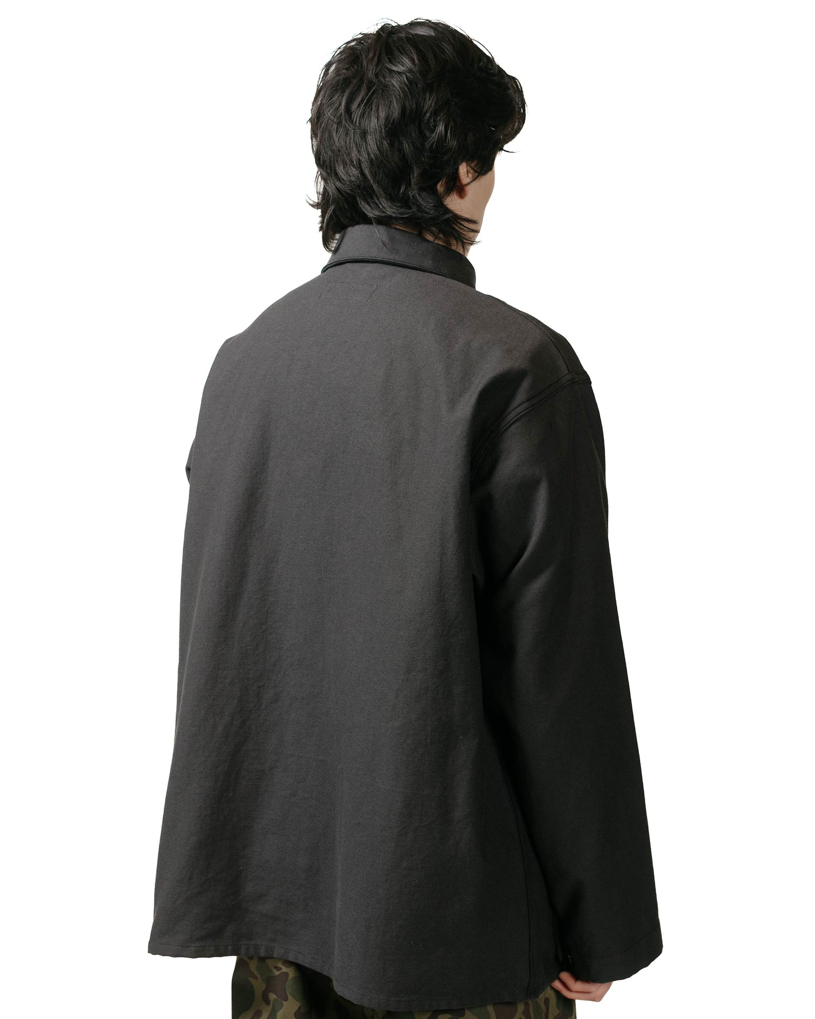 Engineered Garments Workaday Utility Jacket Black Cotton Reverse Sateen model back