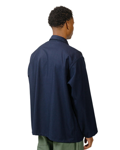 Engineered Garments Workaday Utility Jacket Dark Navy Cotton Reverse Sateen model back