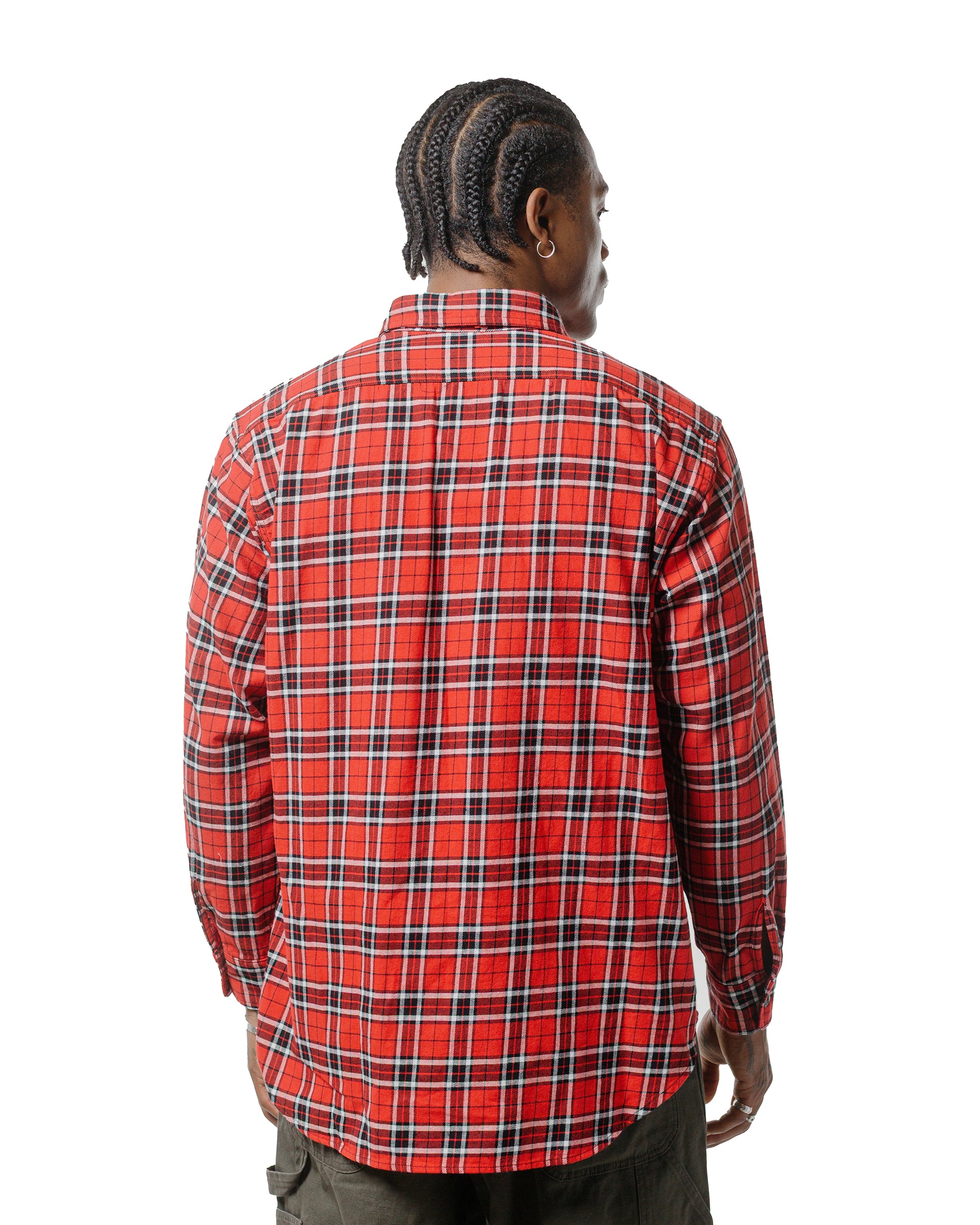 Engineered Garments Workaday Utility Shirt Red Cotton Twill Plaid