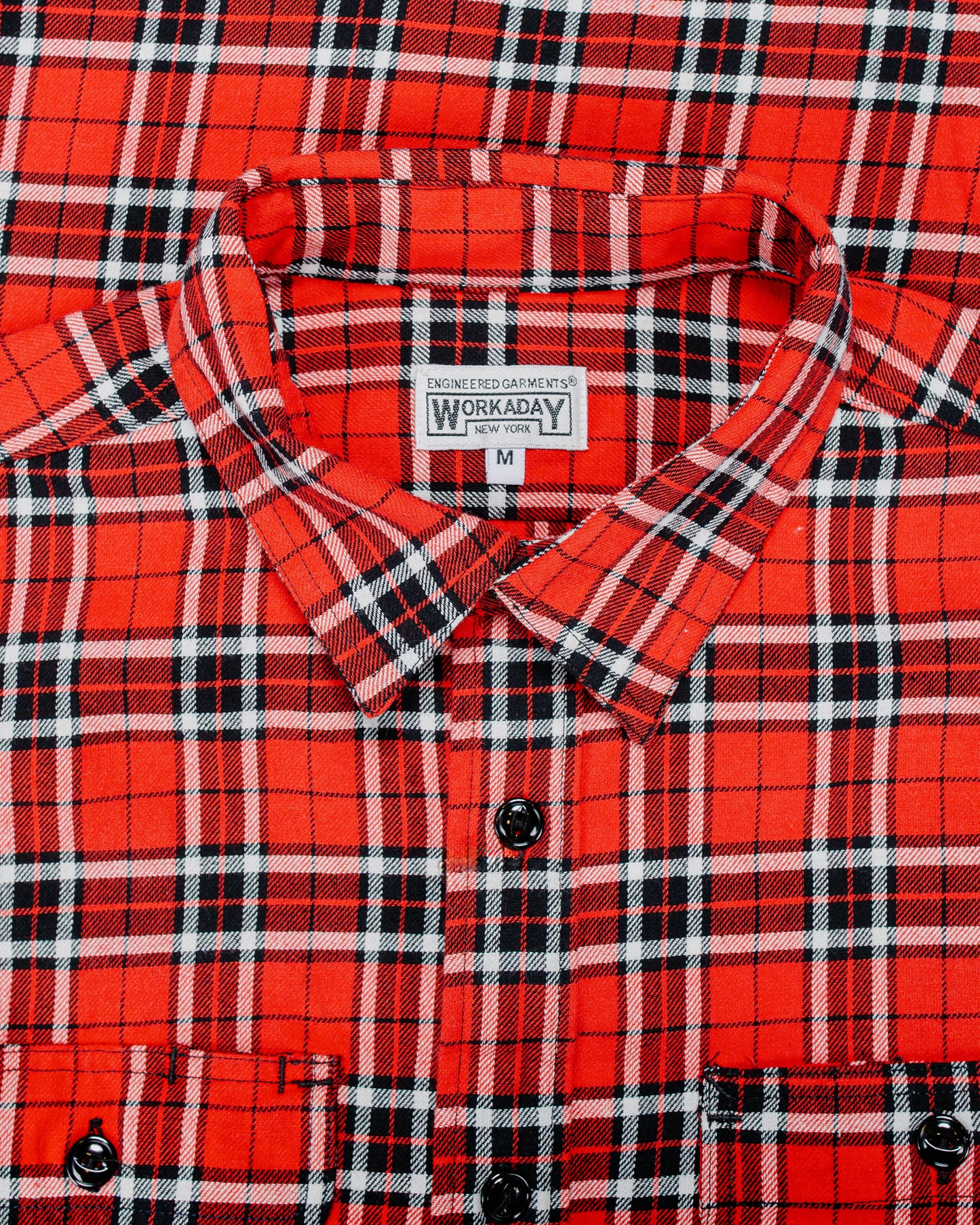 Engineered Garments Workaday Utility Shirt Red Cotton Twill Plaid