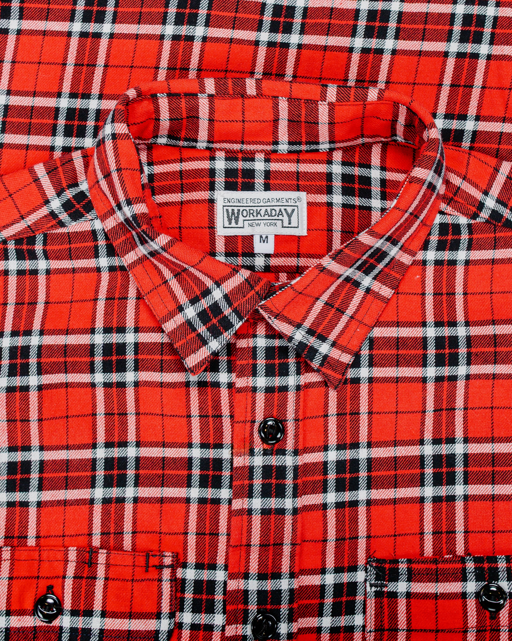 Engineered Garments Workaday Utility Shirt Red Cotton Twill Plaid