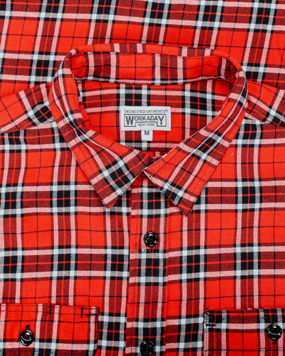 Engineered Garments Workaday Utility Shirt Red Cotton Twill Plaid