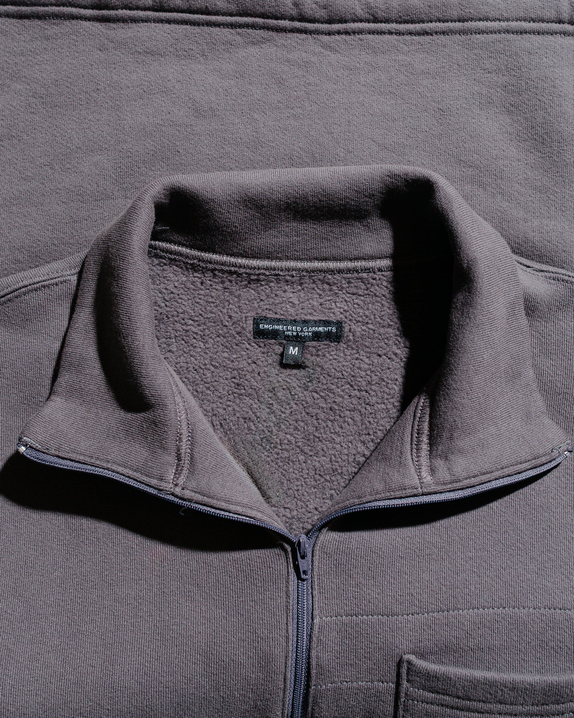 Engineered Garments Zip Mock Neck Graphite 12oz Cotton Fleece