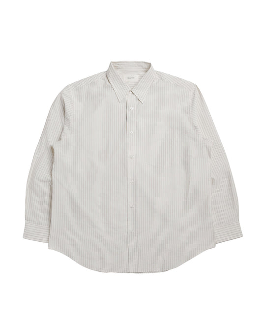 Ernie Palo Silk Cotton Shirt Beige Stripe