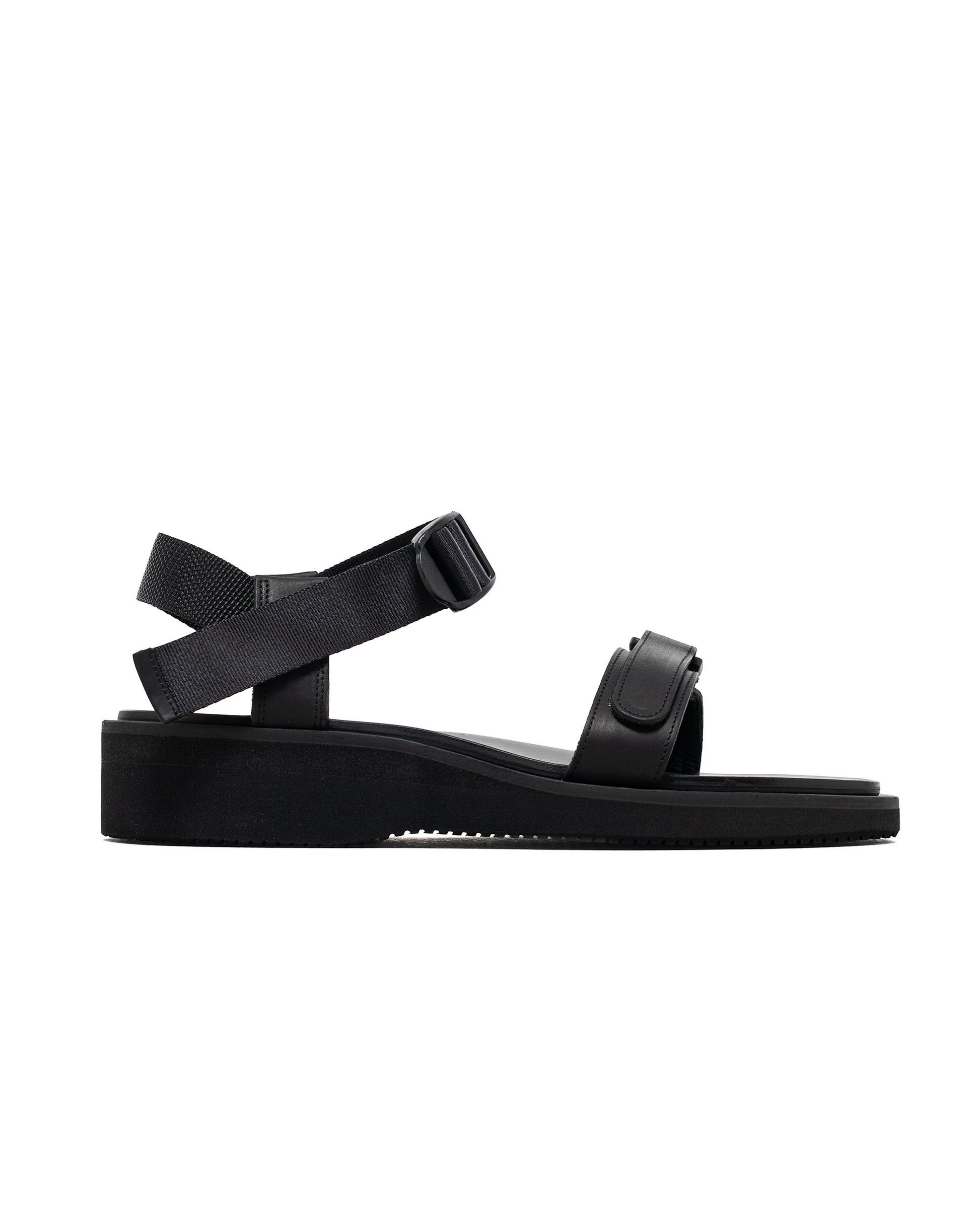 Footworks Leather Sandal Velcro Strap Black