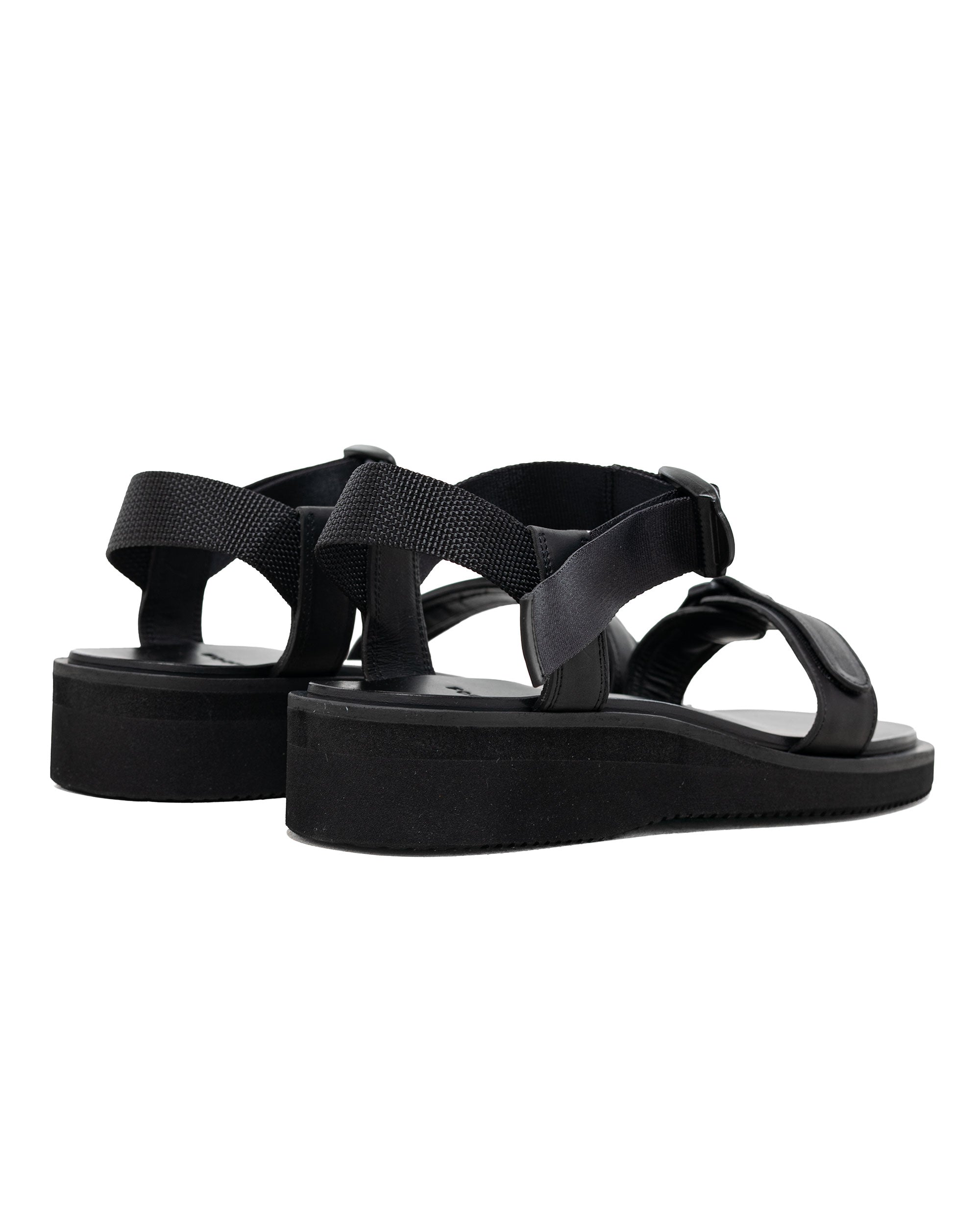 靴 FOOTWORKS LETHER SANDAL Footworks Leather Sandal Velcro Strap Black