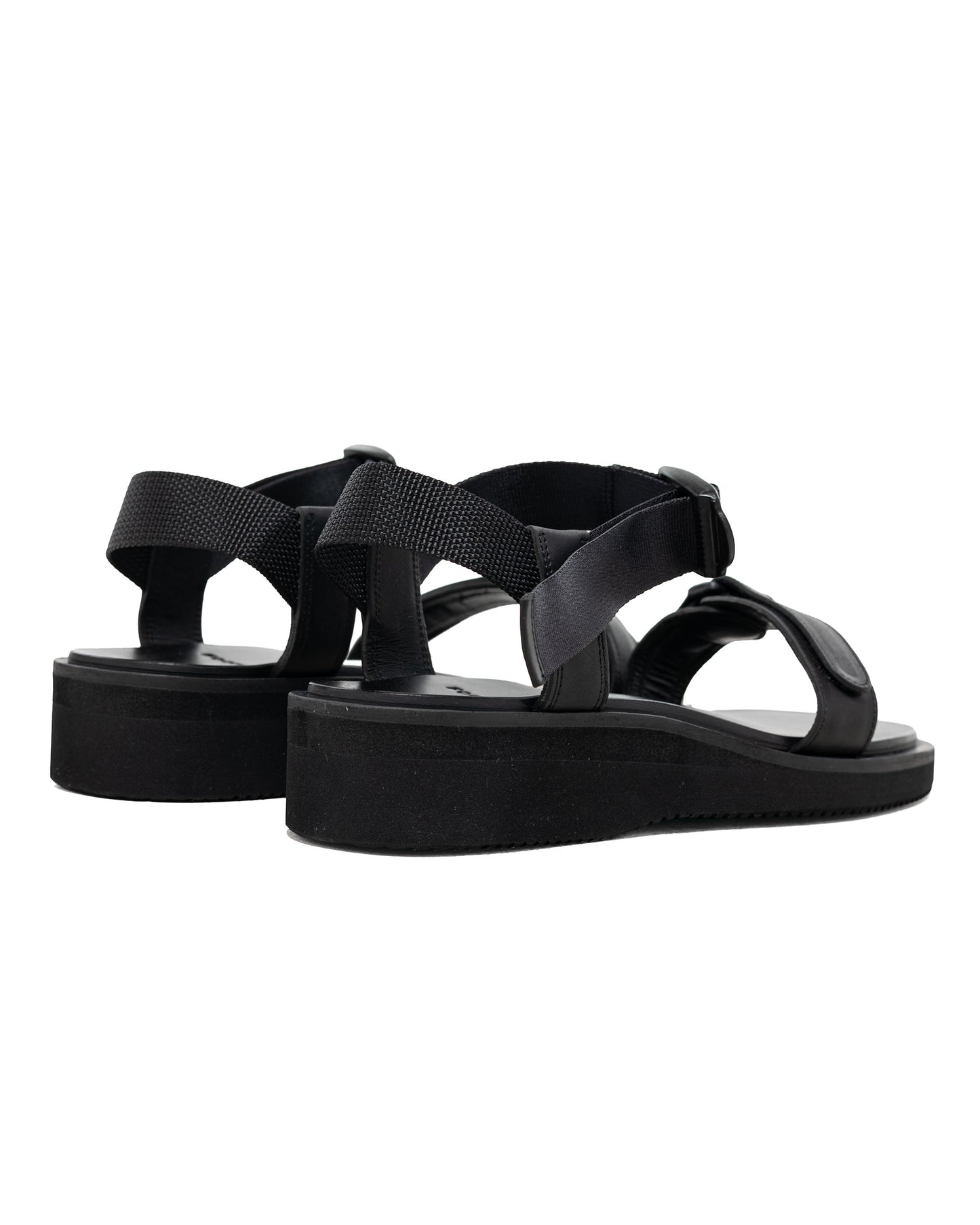 Footworks Leather Sandal Velcro Strap Black