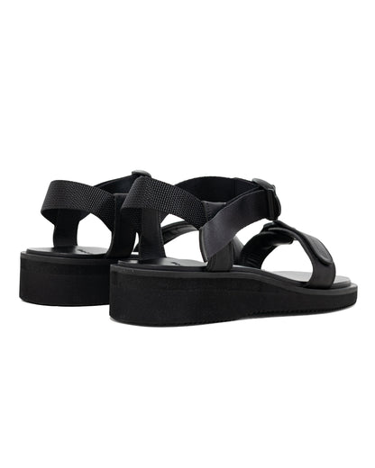 Footworks Leather Sandal Velcro Strap Black