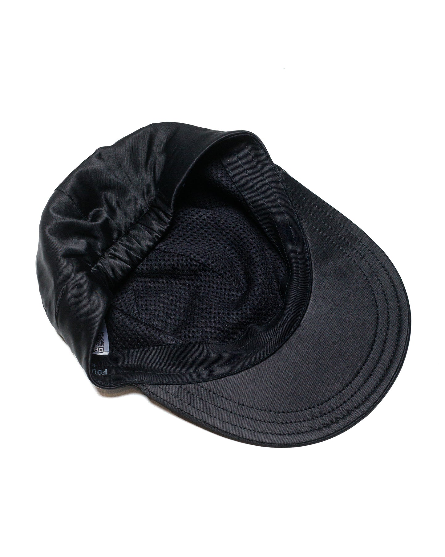 Found Feather 2 Panel Trucker Cap Rayon Cotton Dyed Satin Black under brim 