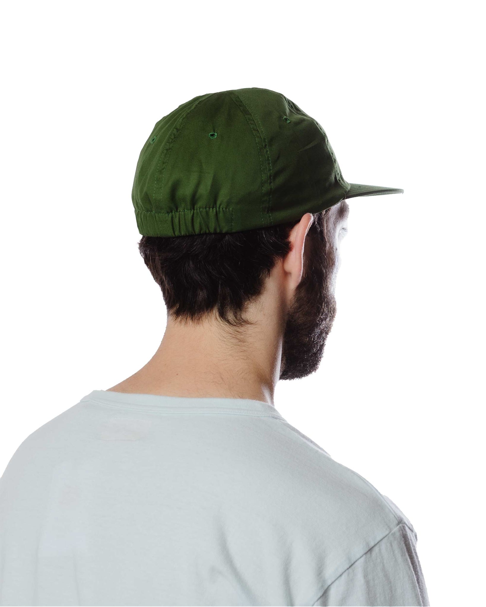 Found Feather 6 Panel Baseball Cap Combed Chino Olive Green Back