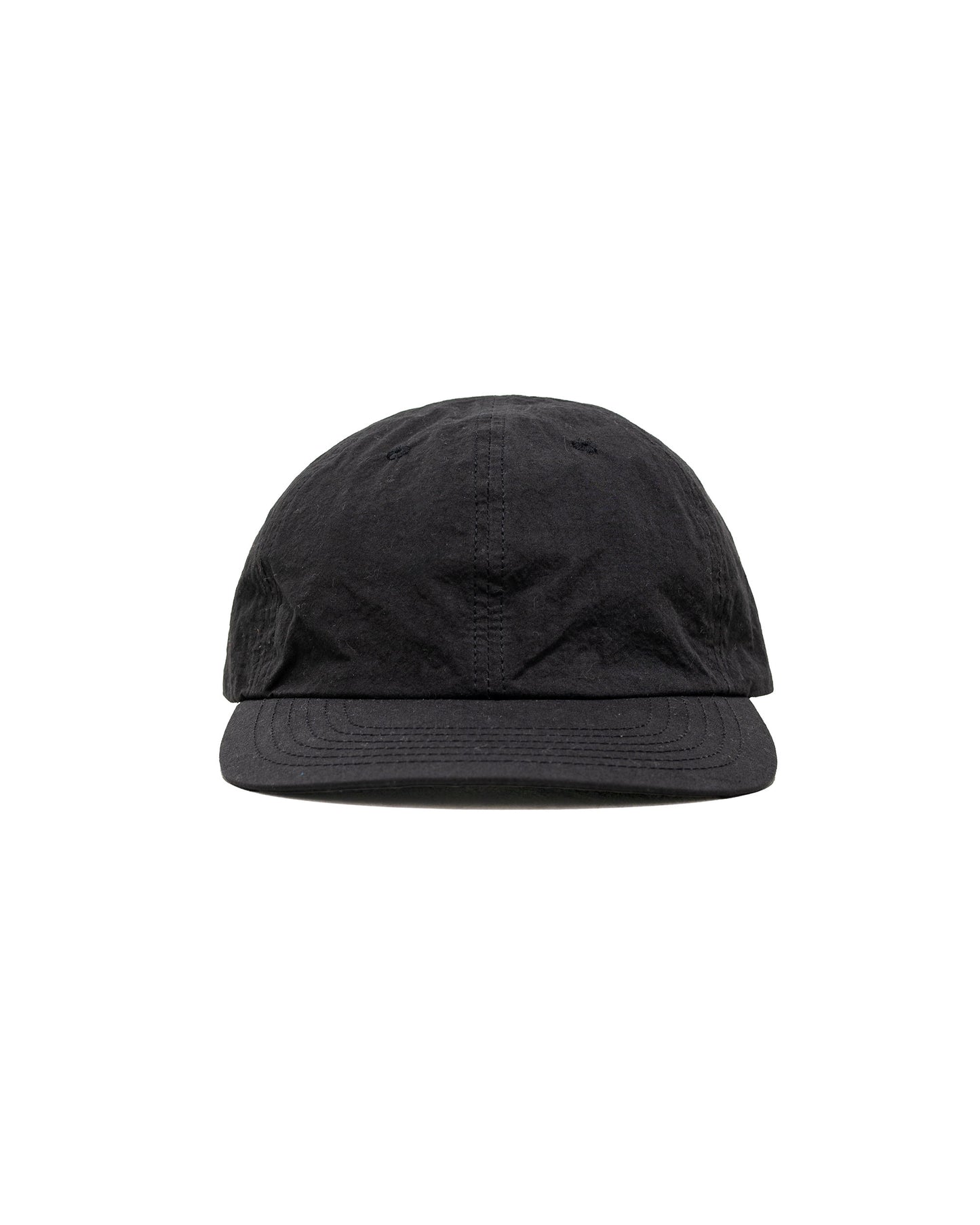 Found Feather 6 Panel Strap Back Cap Cotton Nylon Dyed Cloth Black