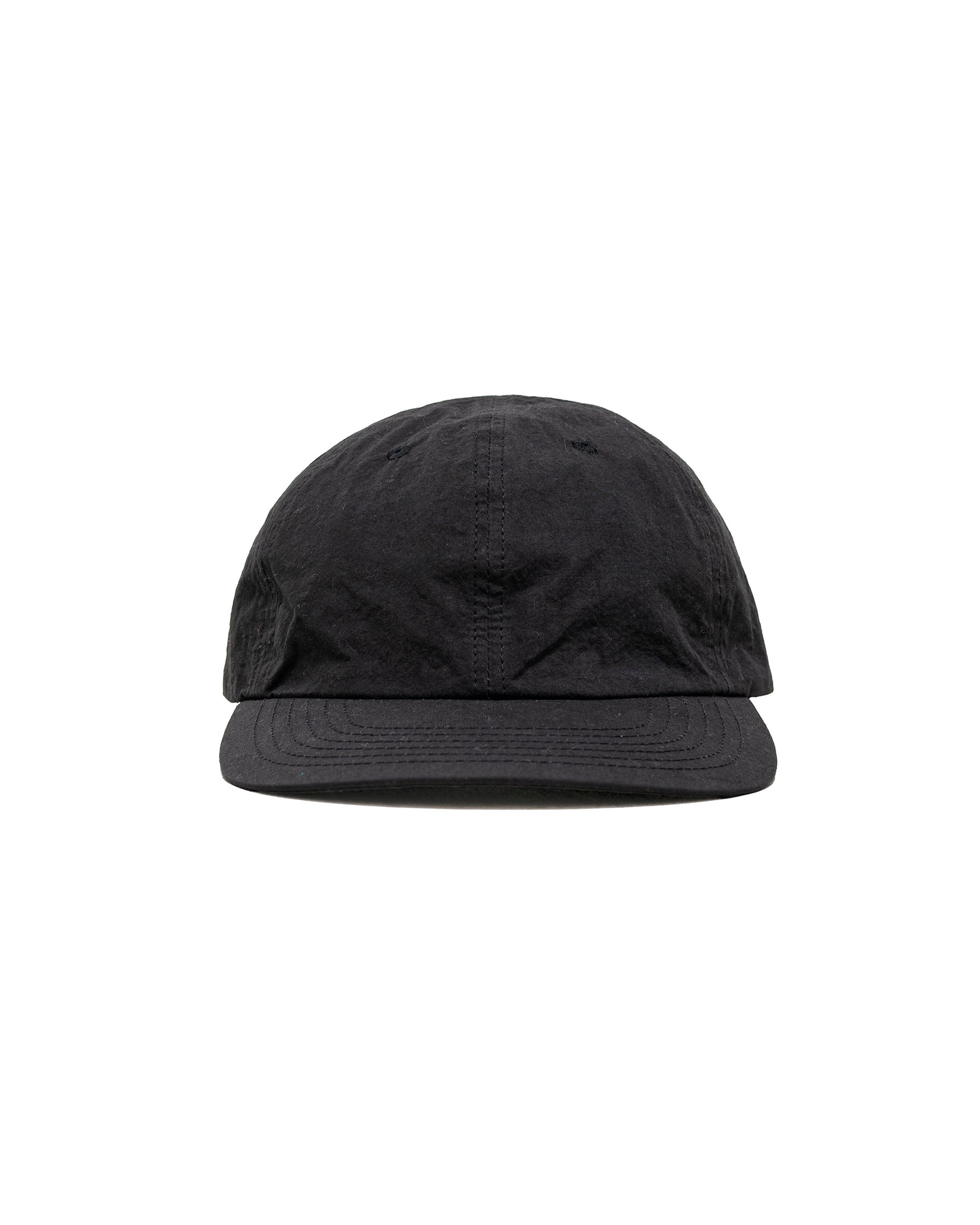 Found Feather 6 Panel Strap Back Cap Cotton Nylon Dyed Cloth Black