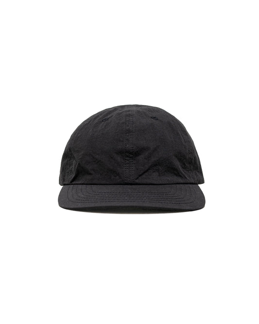 Found Feather 6 Panel Strap Back Cap Cotton Nylon Dyed Cloth Black