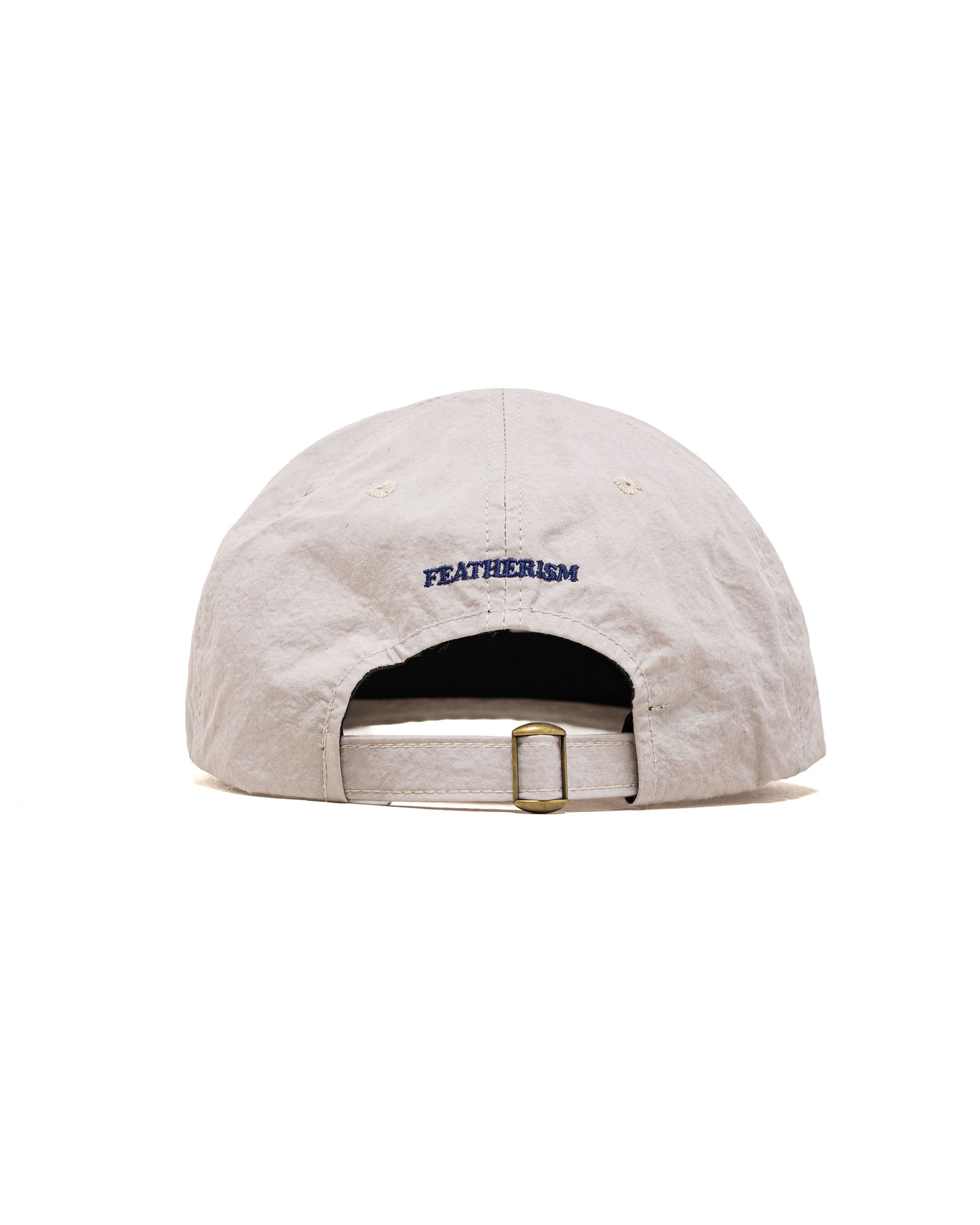 Found Feather 6 Panel Strap Back Cap Cotton Nylon Dyed Cloth Light Grey