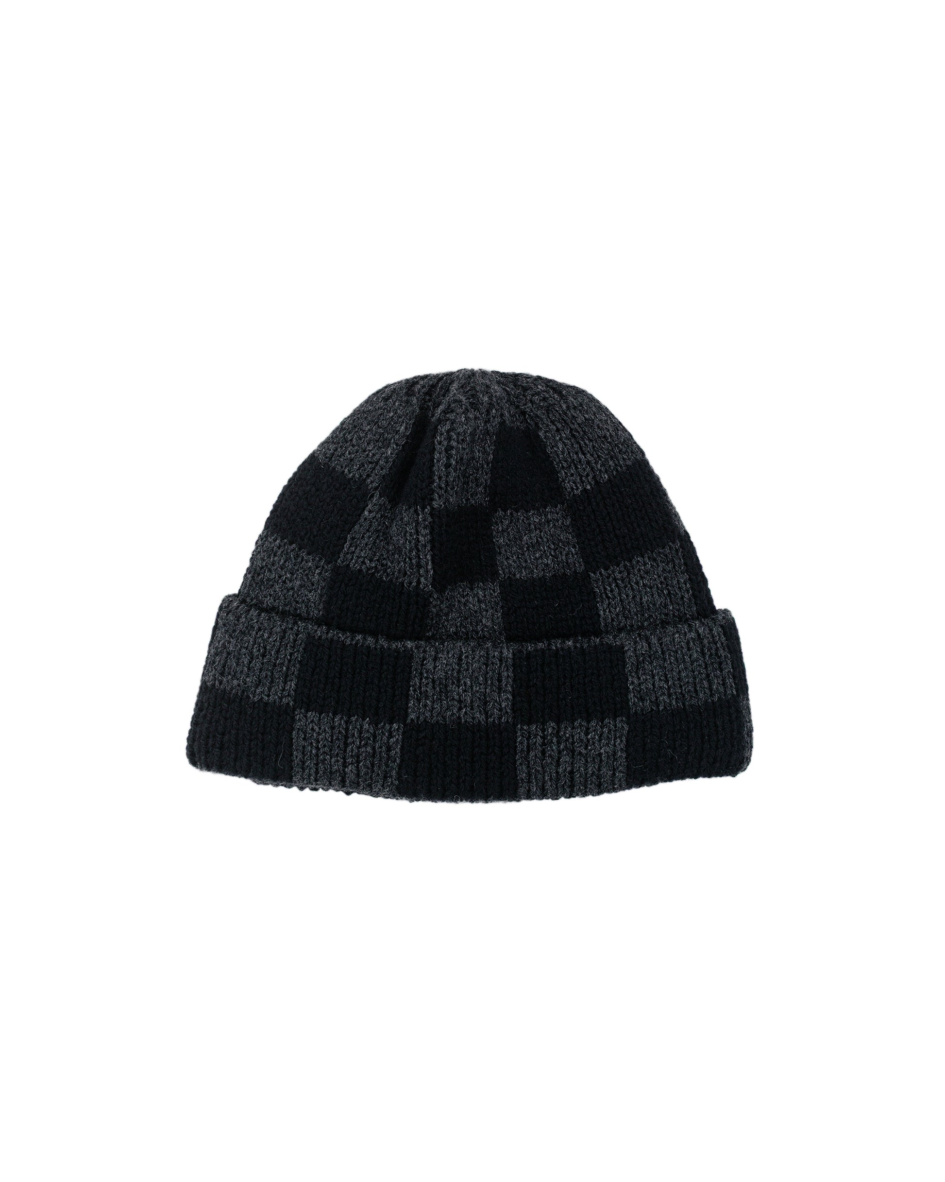 Found Feather Checker Beanie Italian Donegal Wool Black