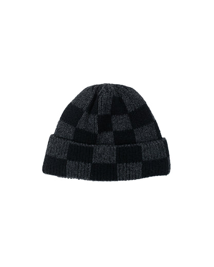 Found Feather Checker Beanie Italian Donegal Wool Black