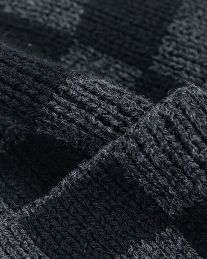 Found Feather Checker Beanie Italian Donegal Wool Black