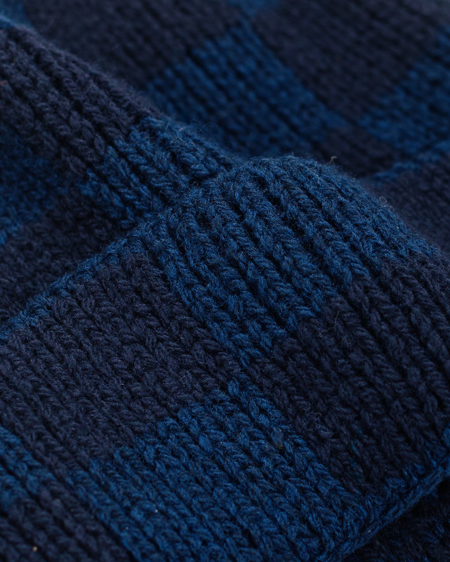 Found Feather Checker Beanie Italian Donegal Wool Navy