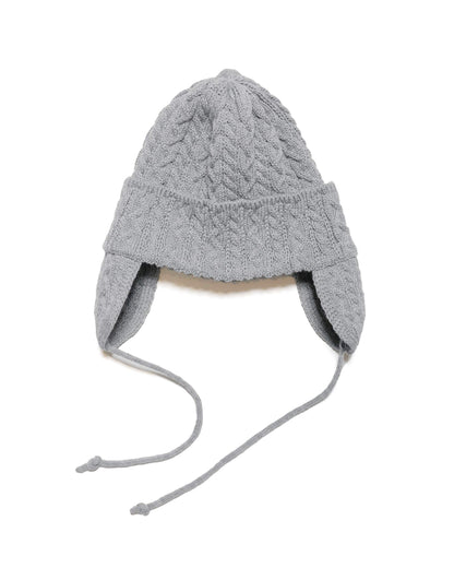 Found Feather Elias Knit Flightcap Italian Merino Wool Light Grey