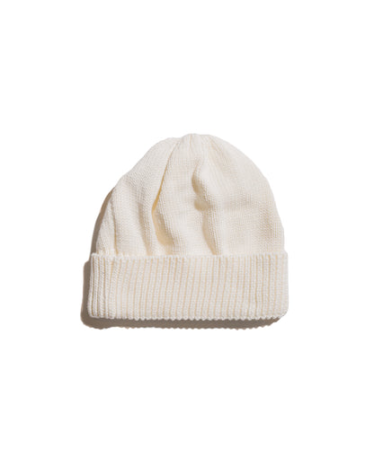 Found Feather Knit Roll Watch Cap Cotton Knit Ecru