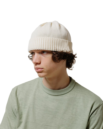 Found Feather Knit Roll Watch Cap Cotton Knit Ecru