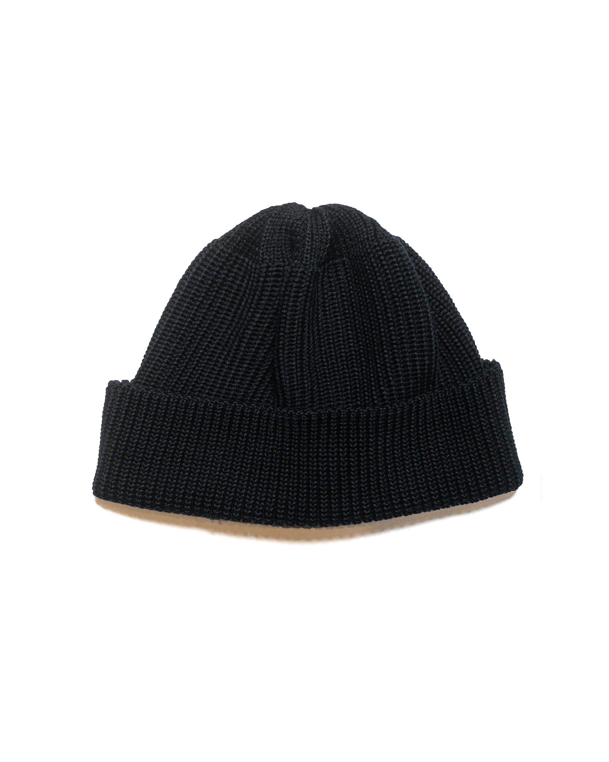 Found Feather Knit Watch Cap Italian Merino Wool Black