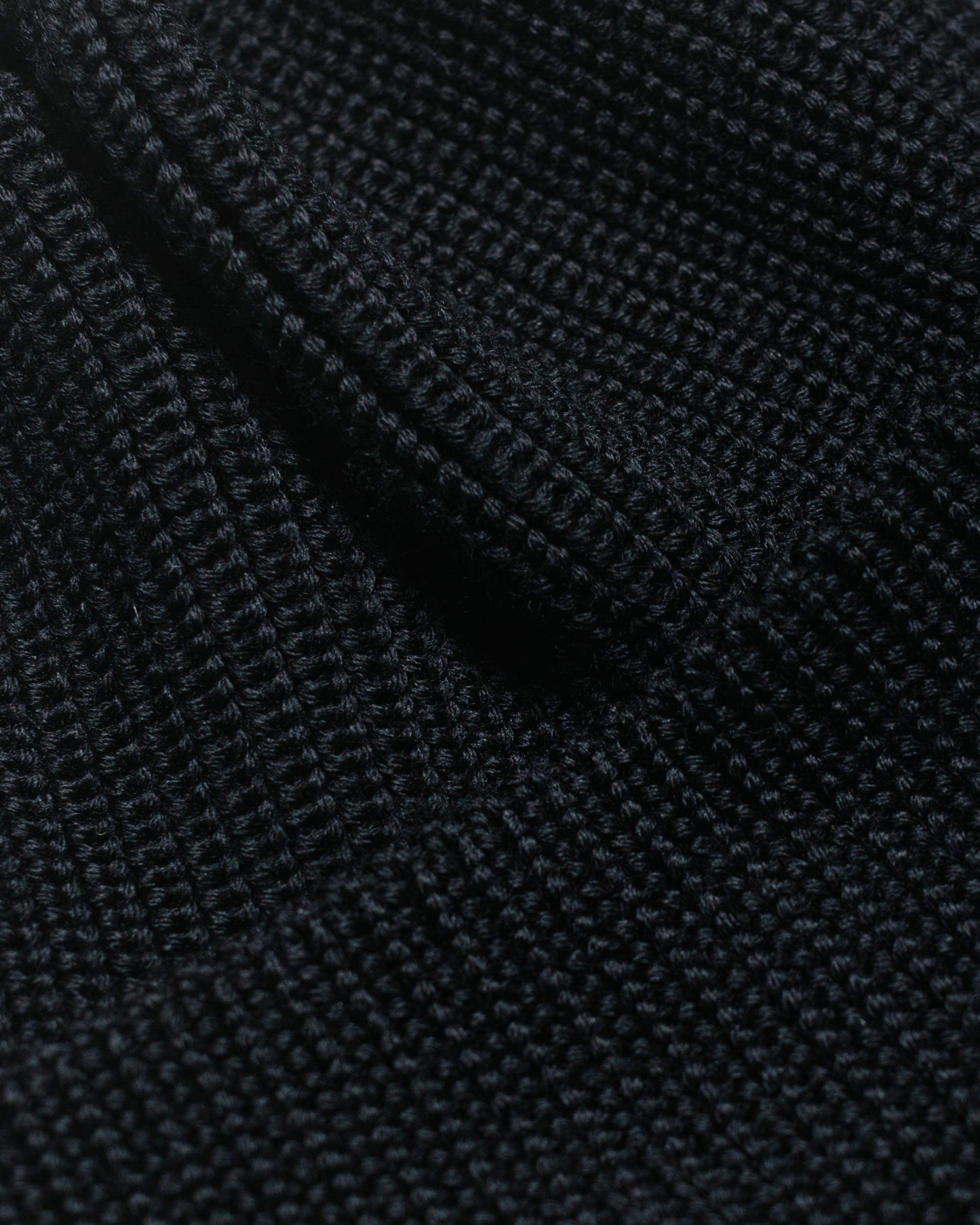 Found Feather Knit Watch Cap Italian Merino Wool Black fabric