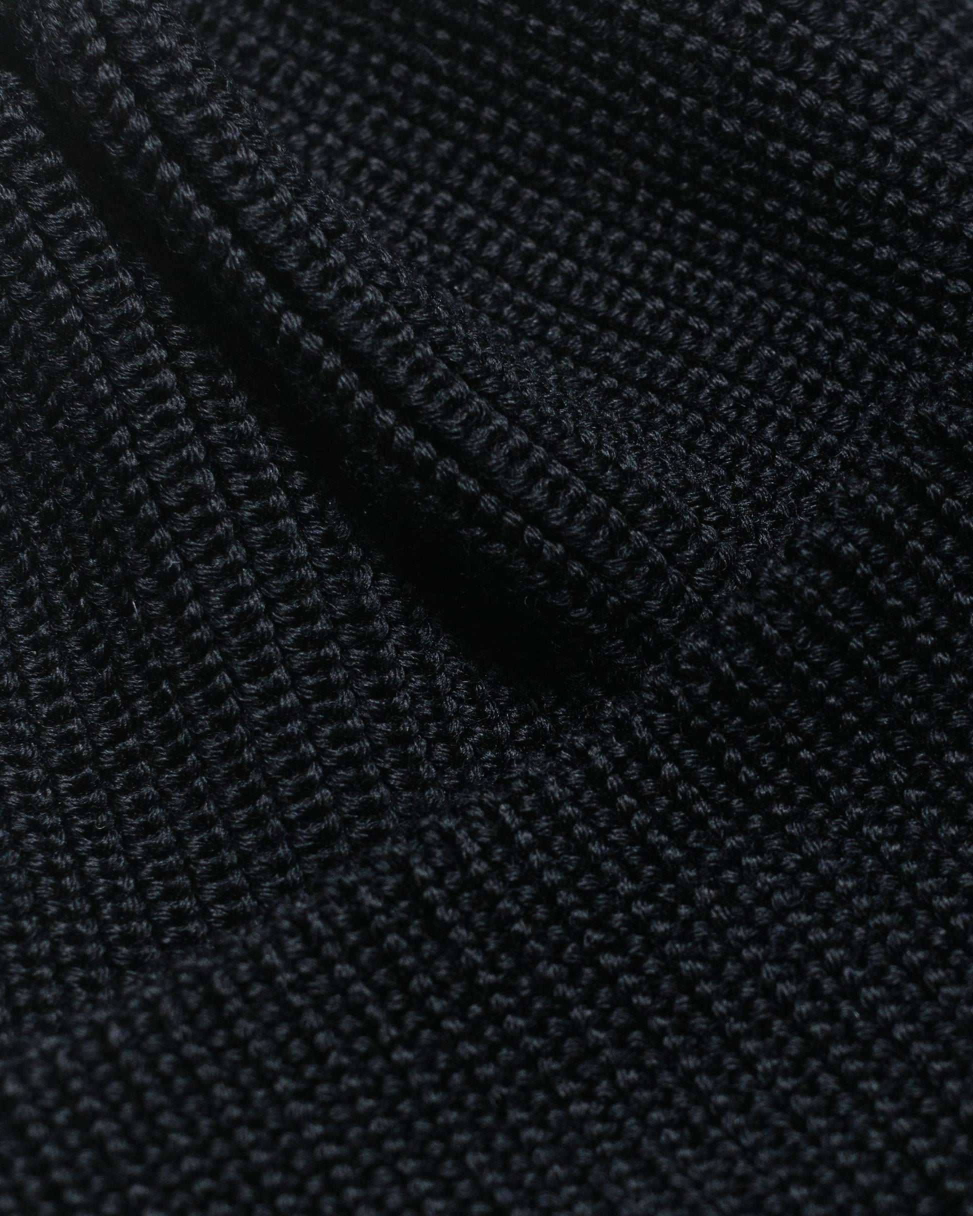 Found Feather Knit Watch Cap Italian Merino Wool Black fabric