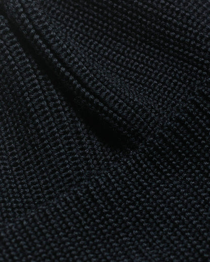 Found Feather Knit Watch Cap Italian Merino Wool Black fabric