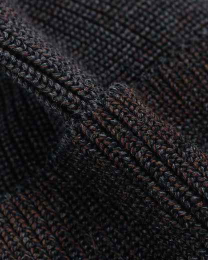 Found Feather Knit Watch Cap Italian Merino Wool Black Mix