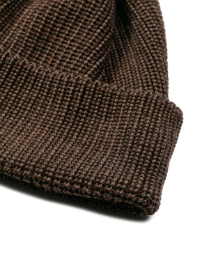 Found Feather Knit Watch Cap Merino Wool Brown Fabric
