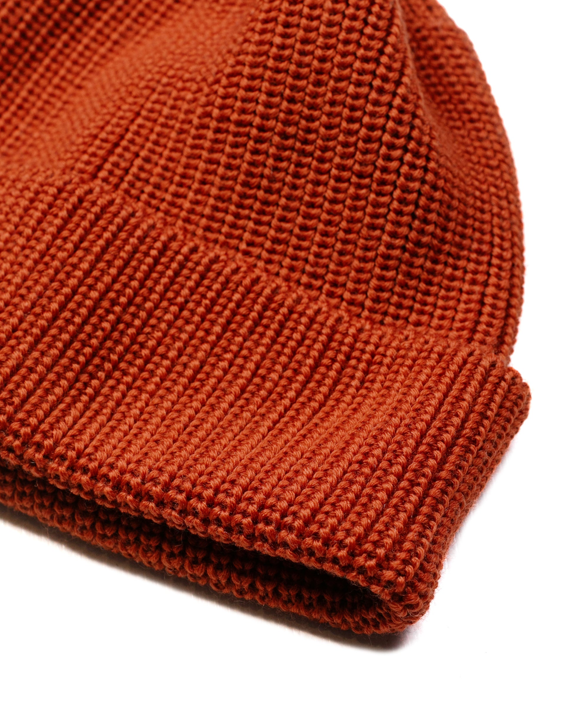 Found Feather Knit Watch Cap Merino Wool Orange fabric